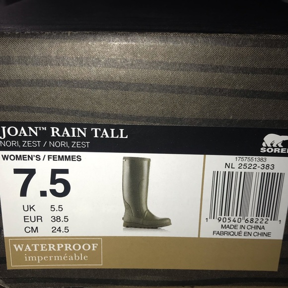 Sorel Green Tall Rain Boot Green NWT - Picture 5 of 5